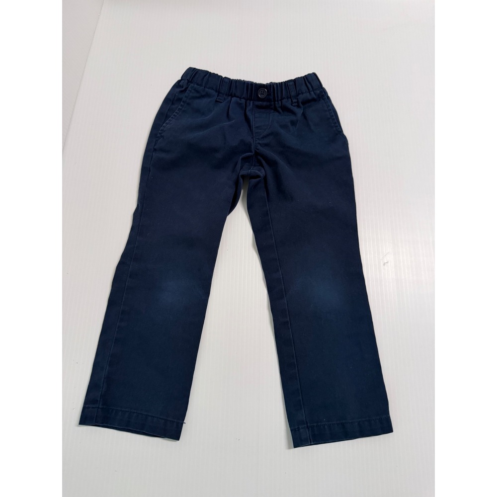 Lands End Boys Navy Blue Chino Pants Elastic Waist School Uniform Size 3